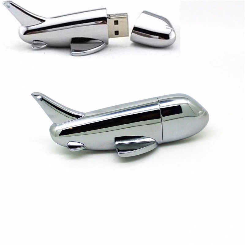 Silver Airplane Shaped USB Flash Drive