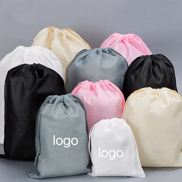 Custom logo 70g non-woven drawstring bag