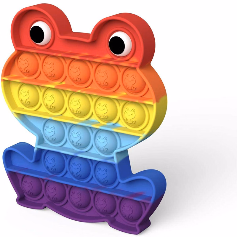 Rainbow Frog Push it Sensory Fidget Stress Reliever Toys