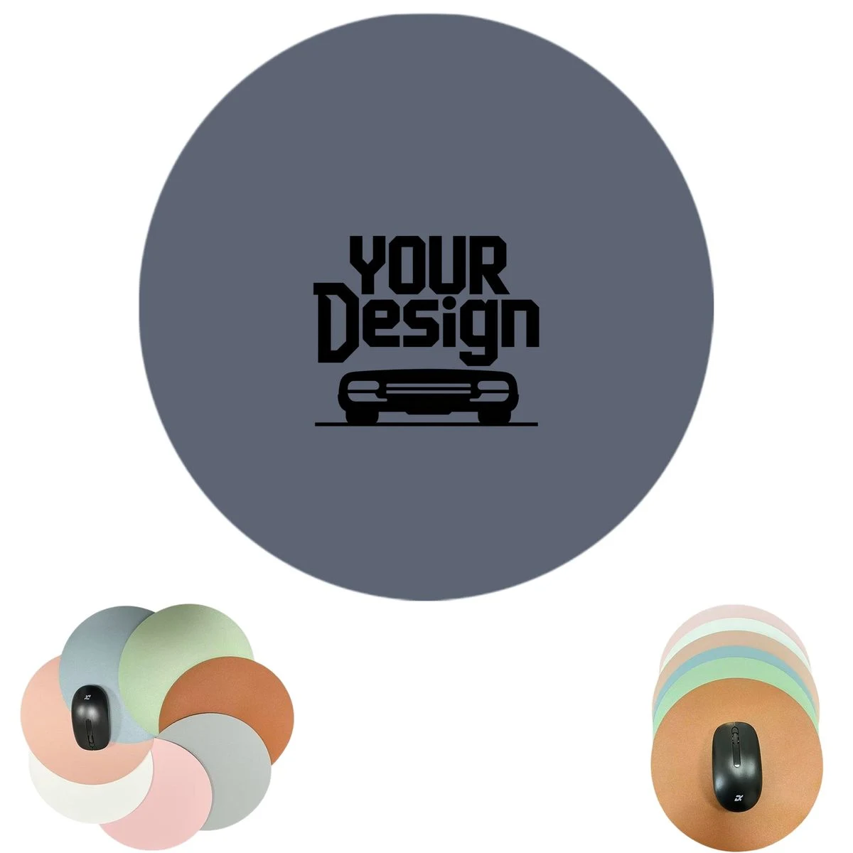 8" Minimalist Round Leather Mouse Mat 1