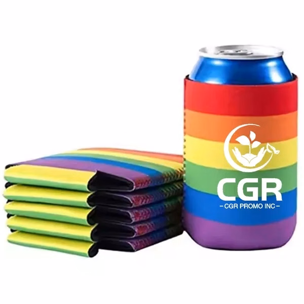 Rainbow Neoprene Can Cooler Holder