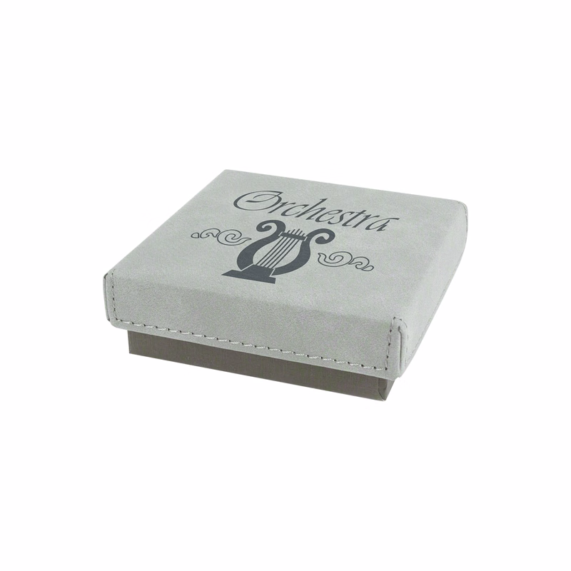3 1/2" x 3 1/2" Gray Leatherette Medal Box