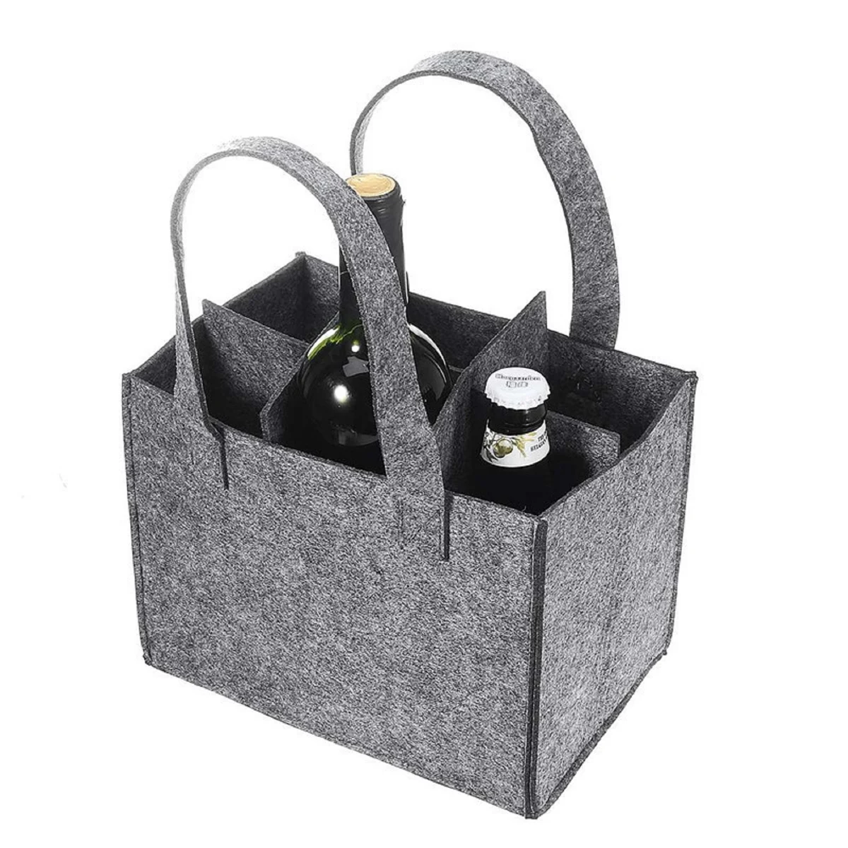 Multi-pockets Felt Wine Tote Bag Beer Pouch with Handle 1