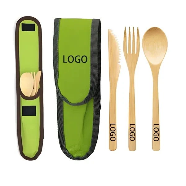 Bamboo Utensil with Travel Bag Set of 3 1
