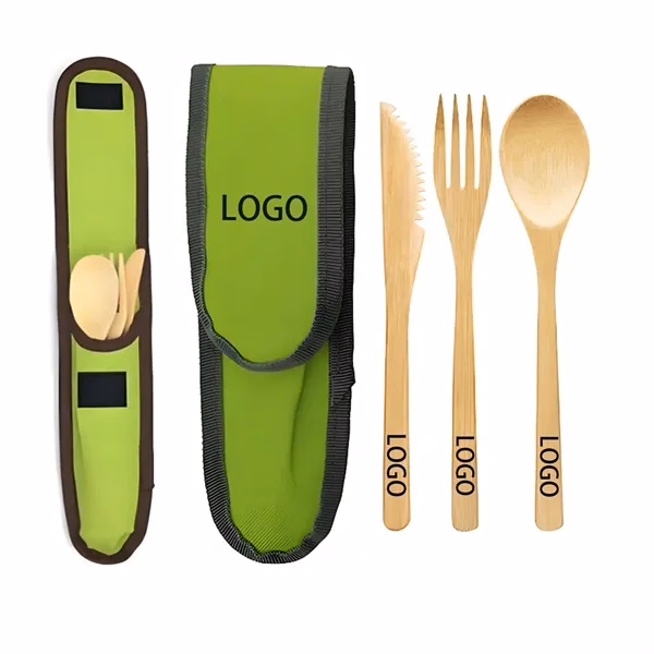 Bamboo Utensil with Travel Bag Set of 3