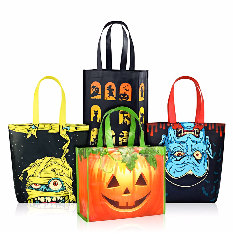 Top-Notch Full-Color Laminated Halloween Trick-Or-Treat Tote 12"x10"x5"