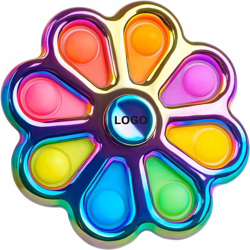 Flower Shape Push Pop Bubbles Rotatable Fidget Spinner Toy
