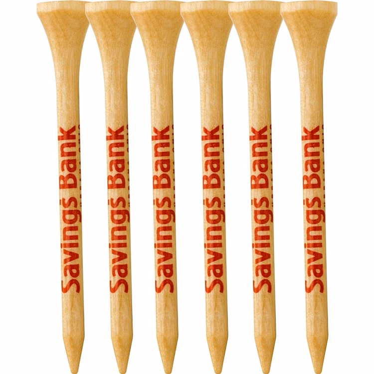6 Pack of Wood Golf Tees (2 3/4")