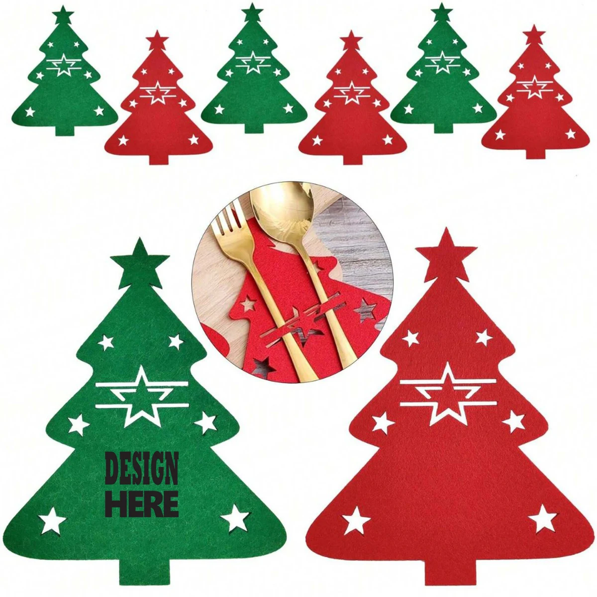 Felt Utensil Holder Christmas Tree Tabletop Decor 1