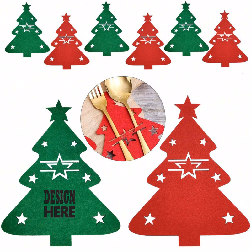 Felt Utensil Holder Christmas Tree Tabletop Decor