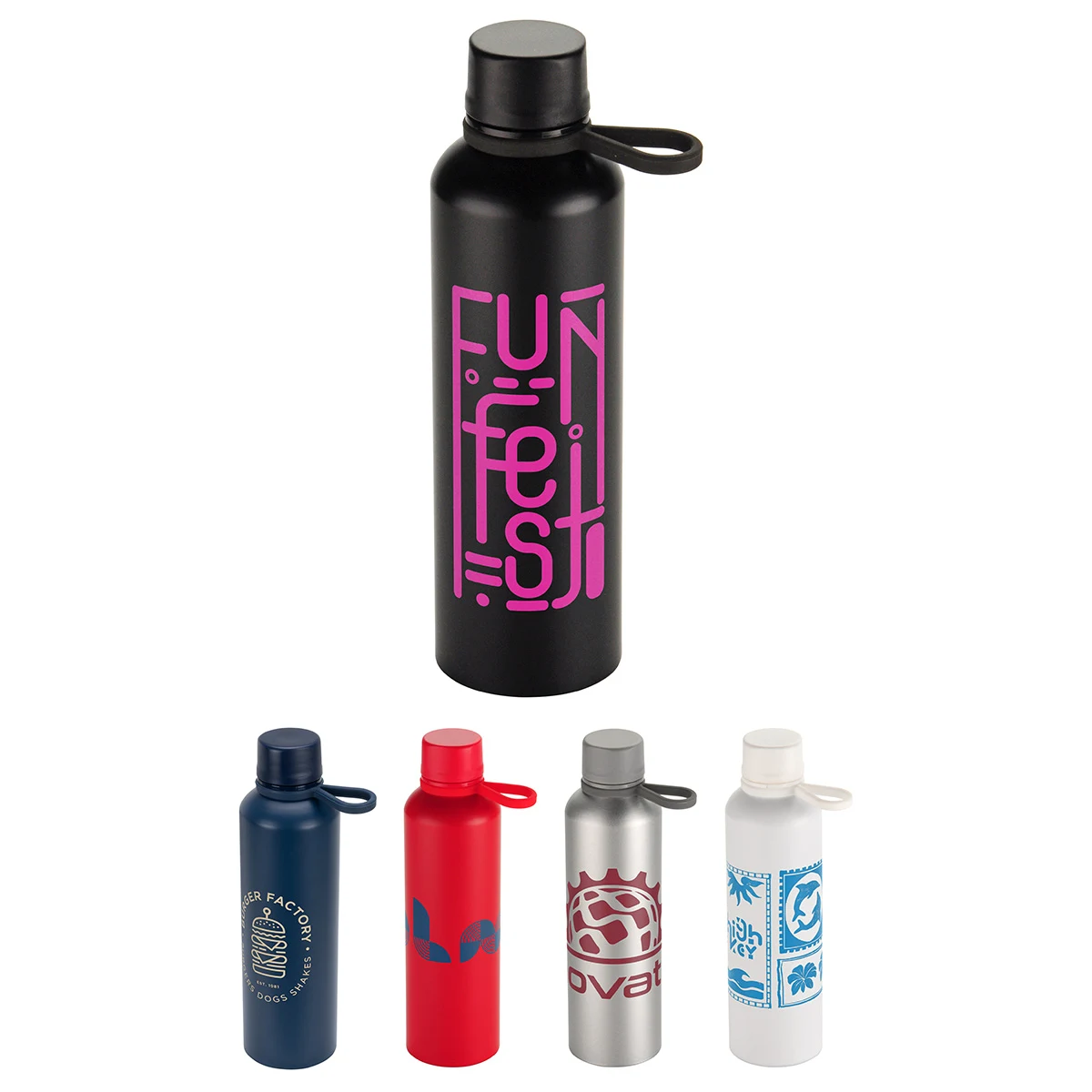 Avento 25 oz Recycled Aluminum Bottle with Silicone Loop, custom water bottle with logo imprint 1