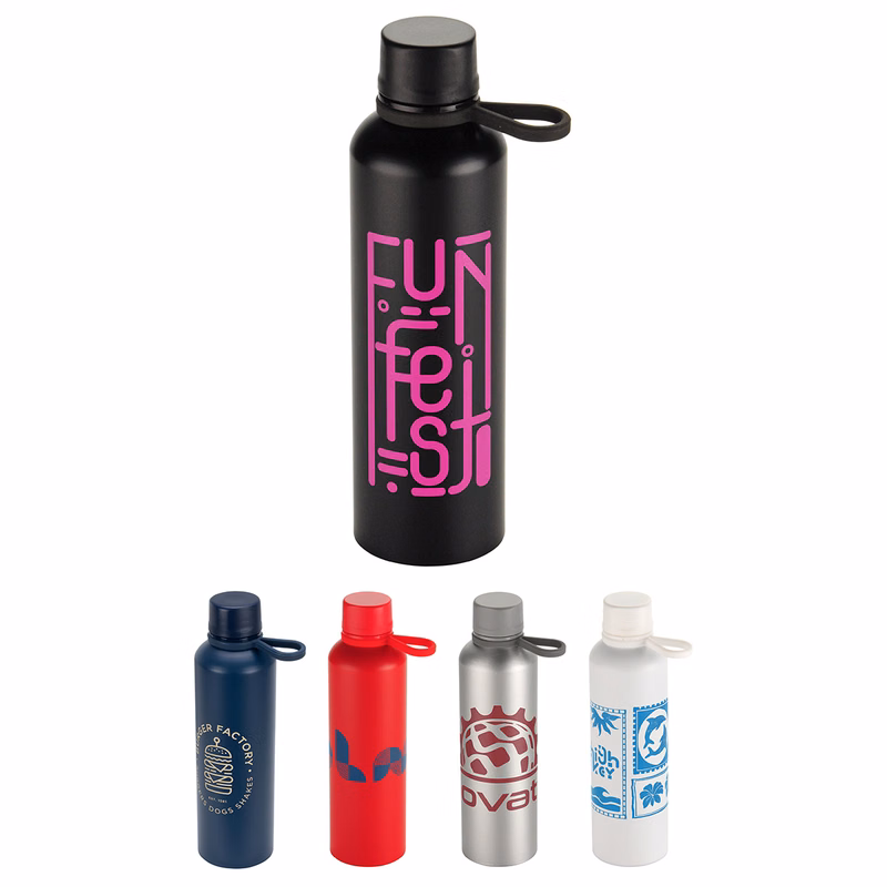 Avento 25 oz Recycled Aluminum Bottle with Silicone Loop