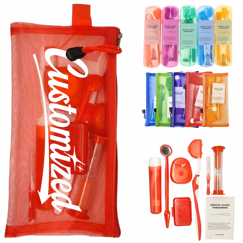 Orthodontic Oral Care Kit 8 Piece Set with Brush Floss