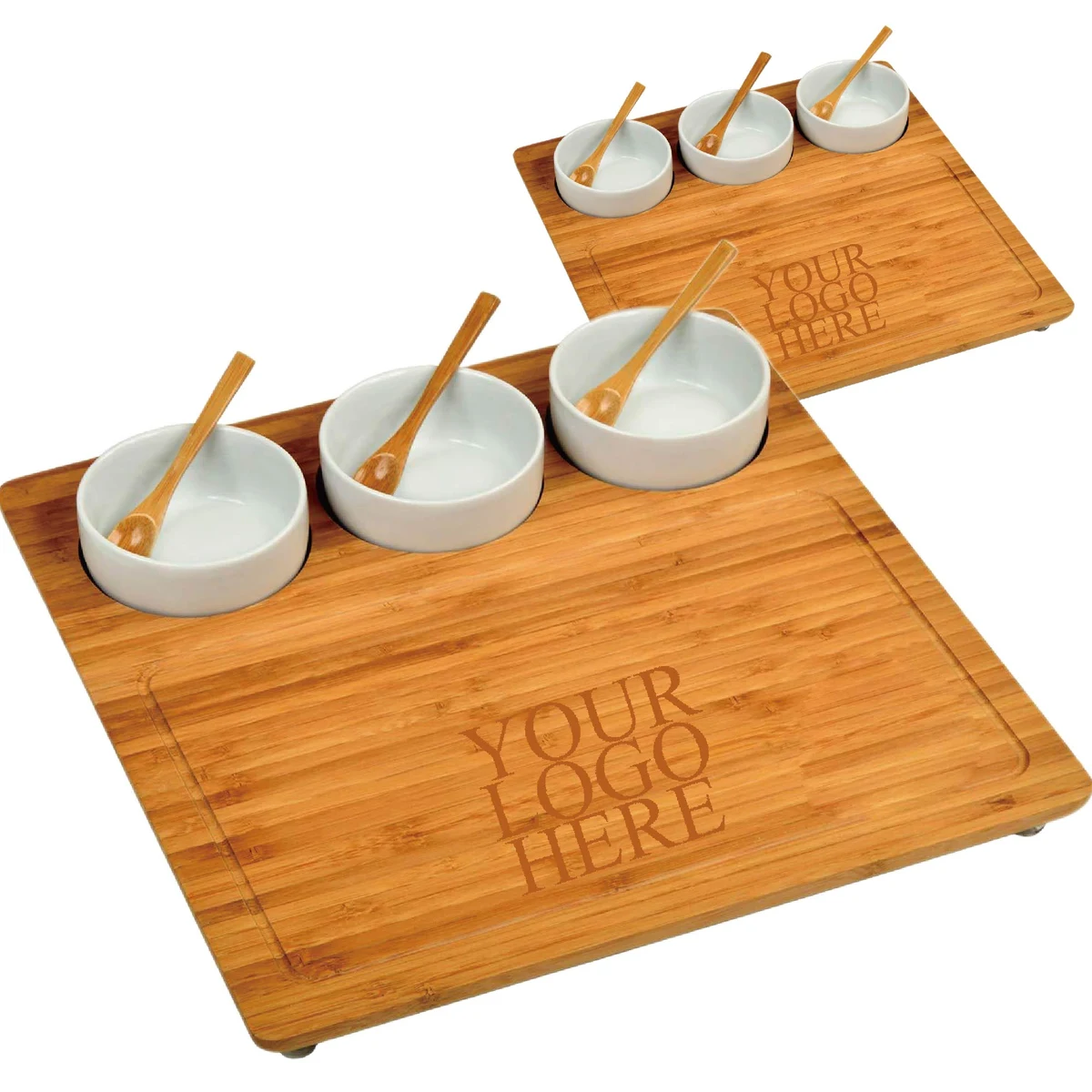 Bamboo Serving Board with Ceramic Bowl 1