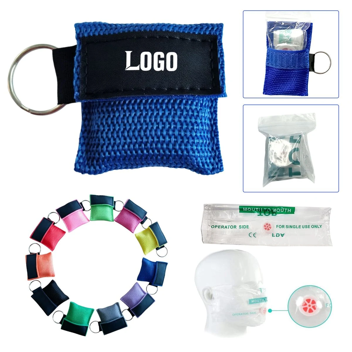 CPR Mask Keychain One Way Valve Face Shield 1