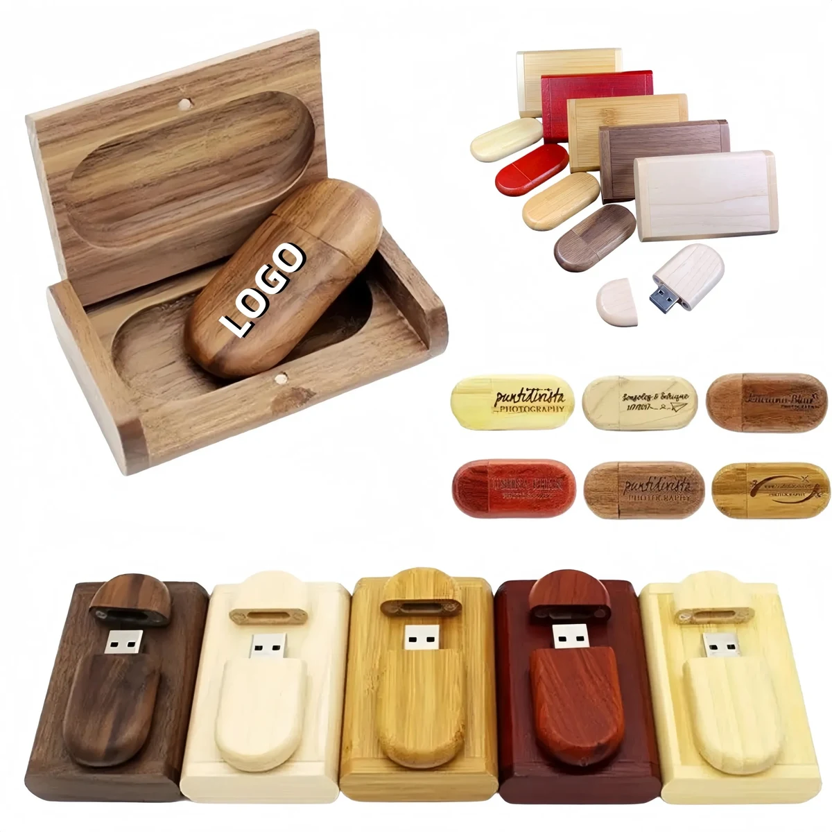 16GB Exquisite Minimalist Wooden USB Flash Drive Set 1