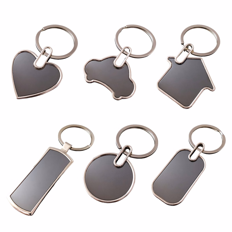 6 Shapes Zinc Alloy Metal Keychains MOQ50