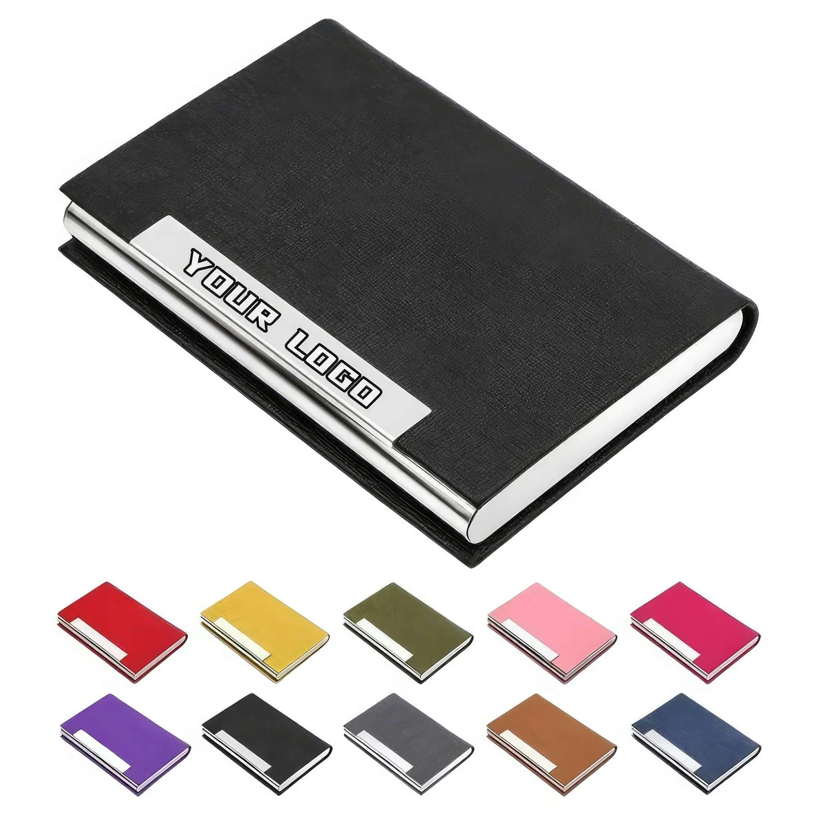 PU Leather & Stainless Steel Business Card Holder 1