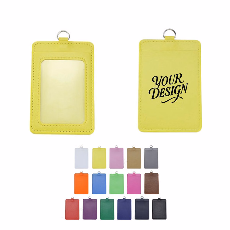 Custom PU ID Card Holder with Lanyard Loop