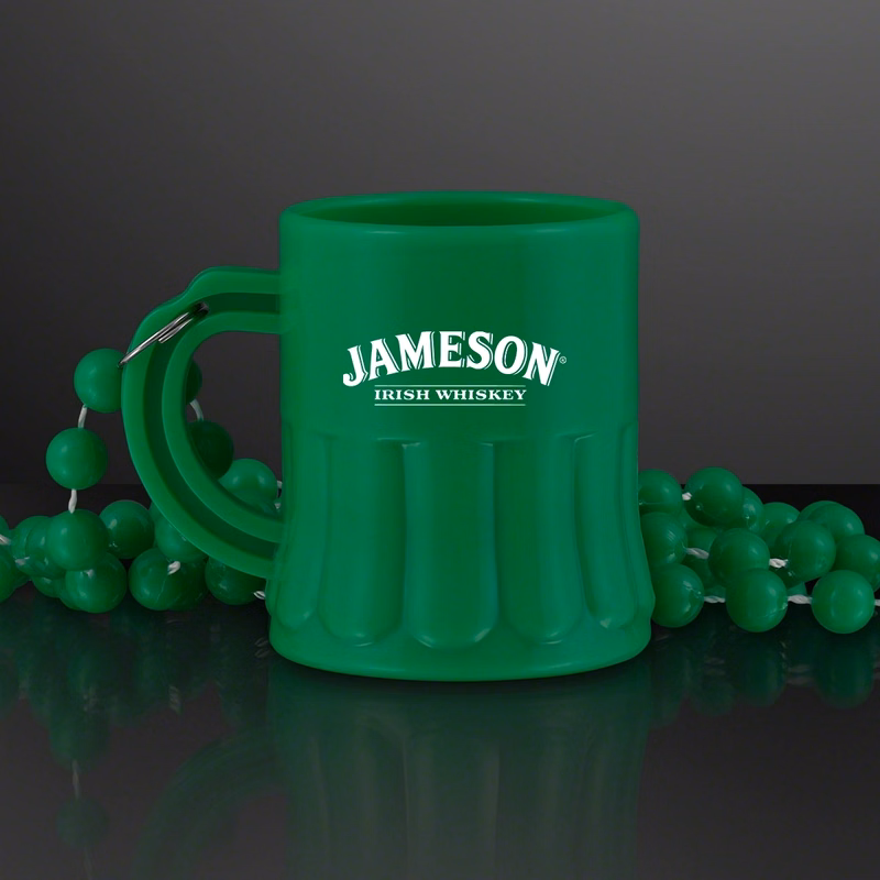1 oz. Green Mug Shot Glass on Bead Necklace