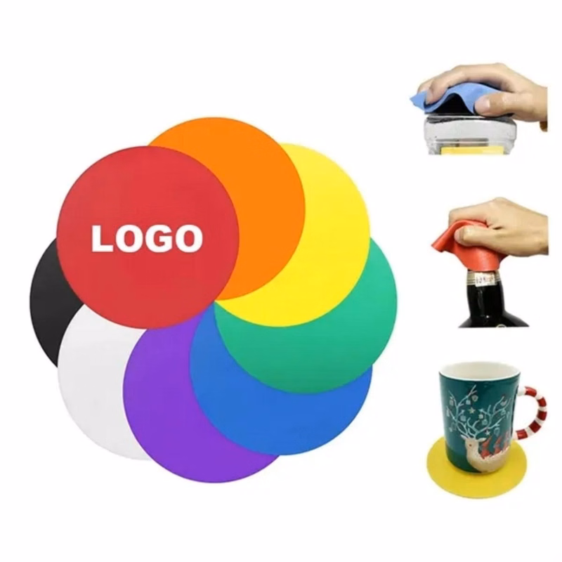 5" Round Silicone Heat Insulation Coaster with Jar Opener