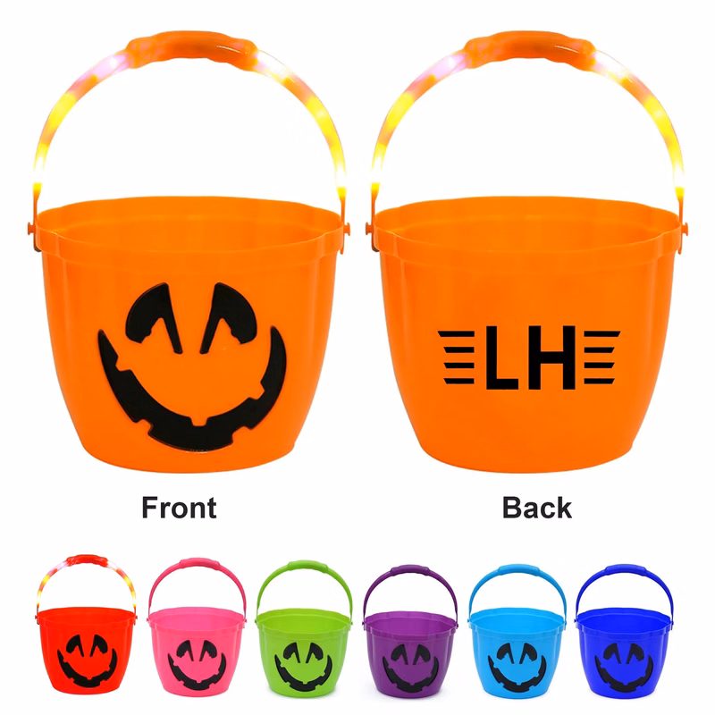 Light Up Halloween Pumpkin Buckets with LED Handle