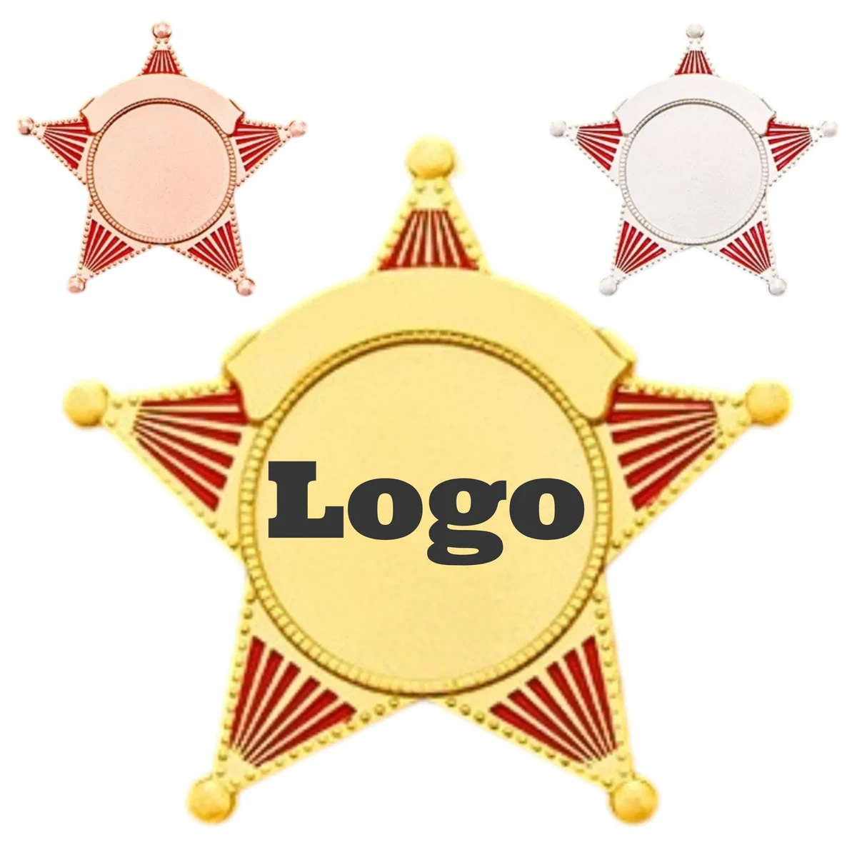 Star - Shaped Badge with Red Accents for Brand Promotion 1