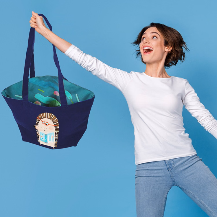 Reversible Navy Cotton Tote