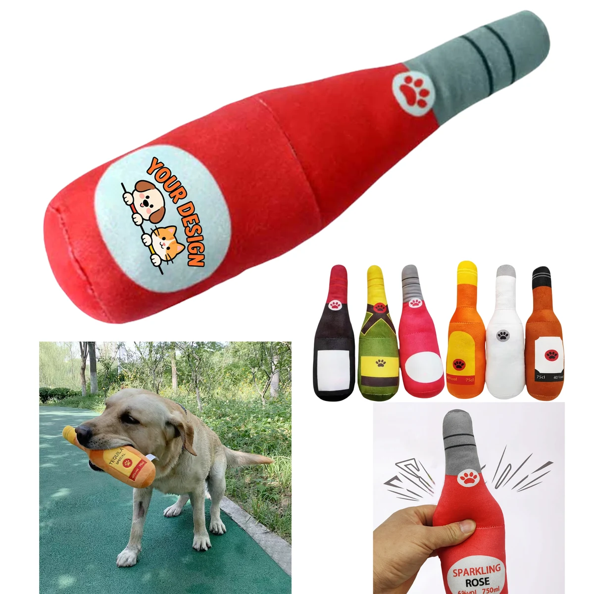 Squeaky Wine Bottle Pet Toy 1