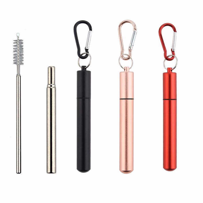 Portable Stainless Steel Telescopic Straw Metal Case