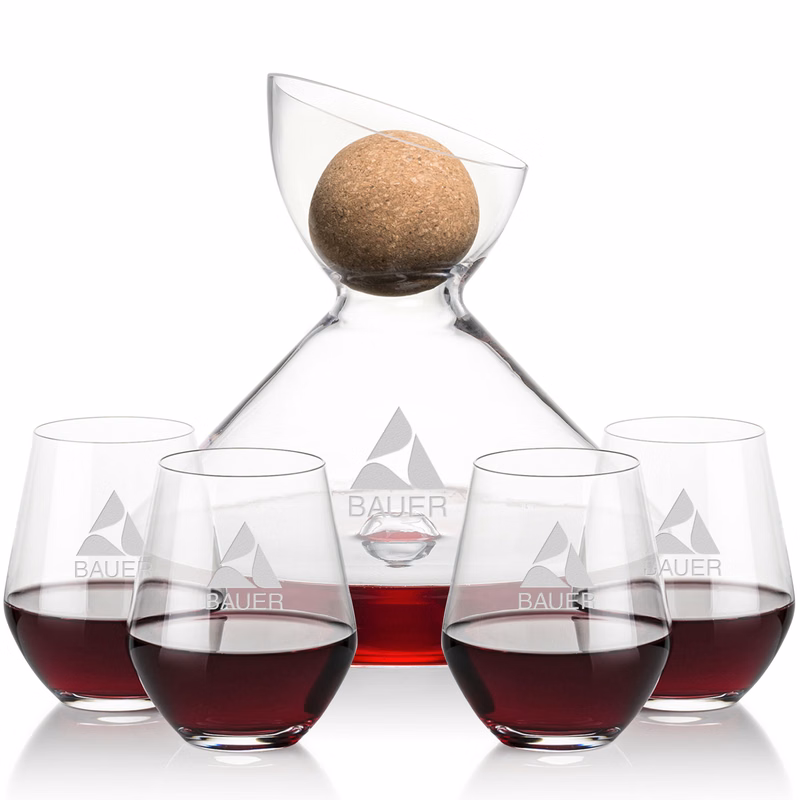 Woodbury Carafe w/Cork Stopper & Reina Stemless Wine