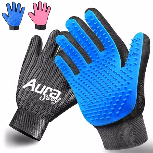 Custom Rubber Pet Grooming Gloves — Eco-Friendly Professional Wellness Gift