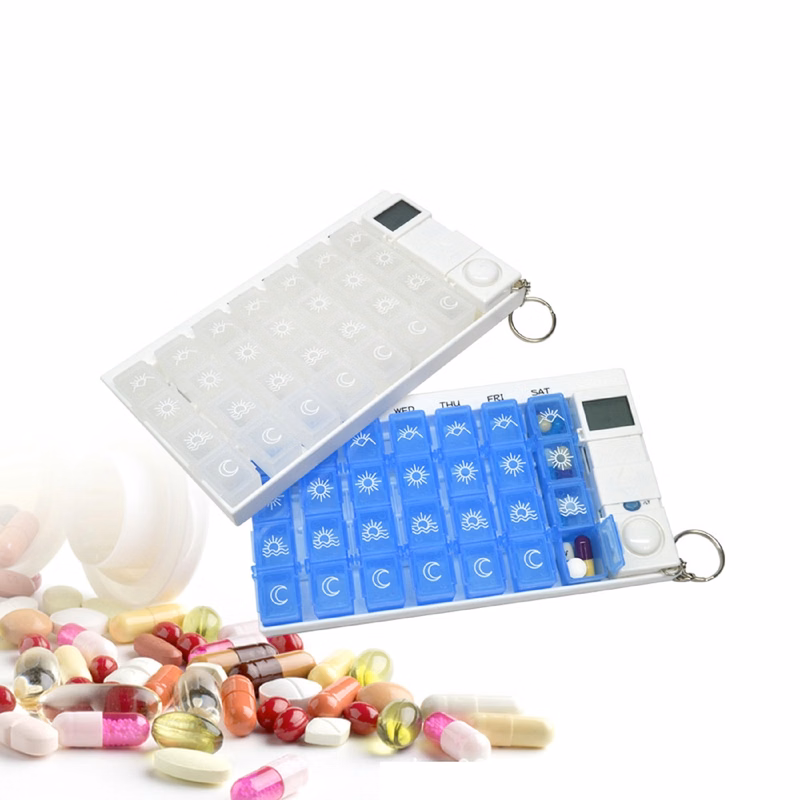 28 Grid 7 Day Pill Box with Alarm Clock