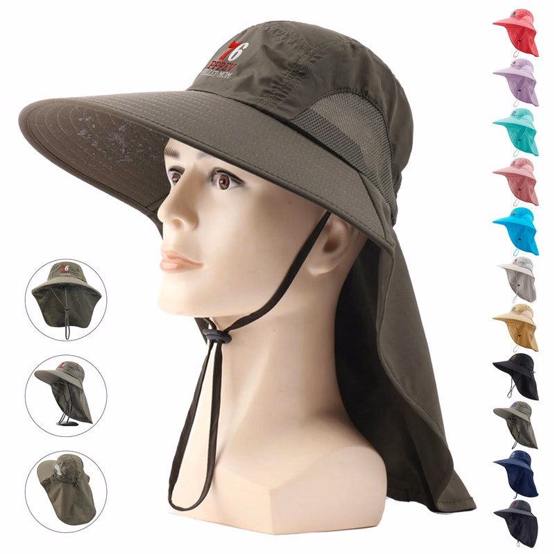 Wide Brim Fishing Hat With Neck Flap