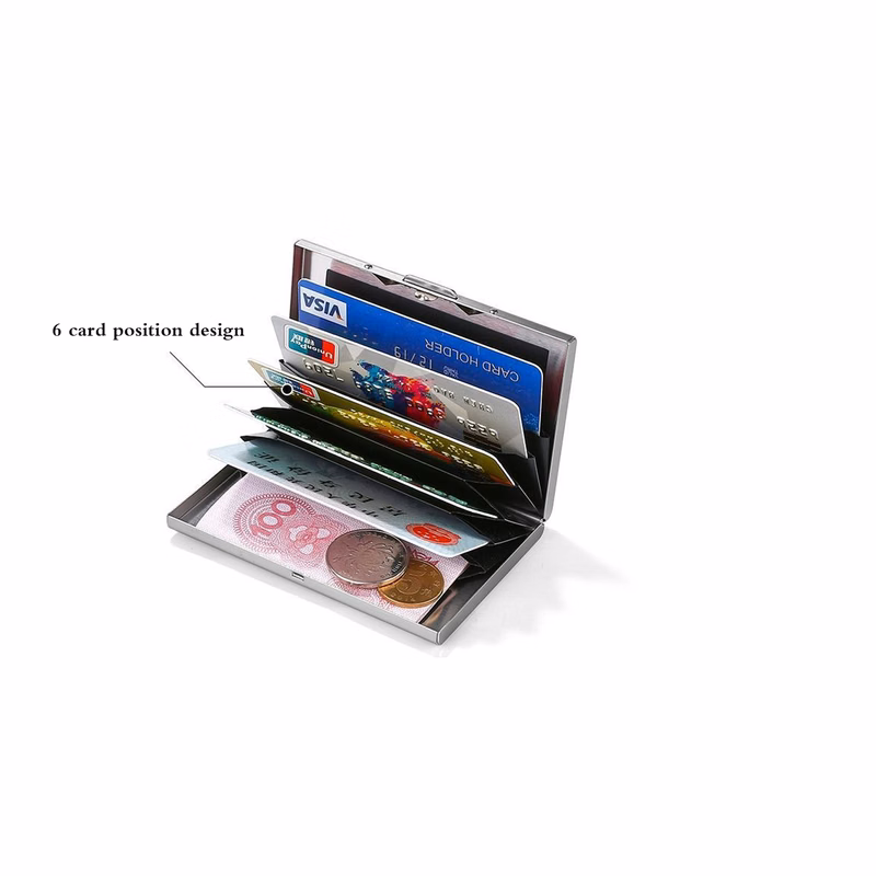 6-Compartment Stainless Steel Card Wallet