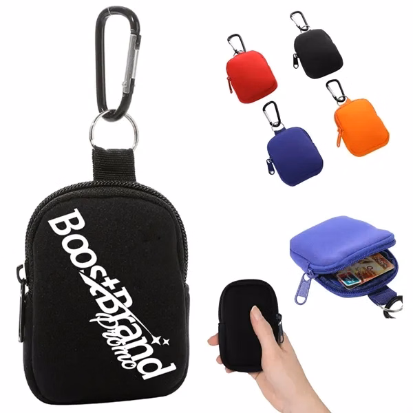 Custom Neoprene Zippered Case with Carabiner Clip — Portable Professional Travel Organizer