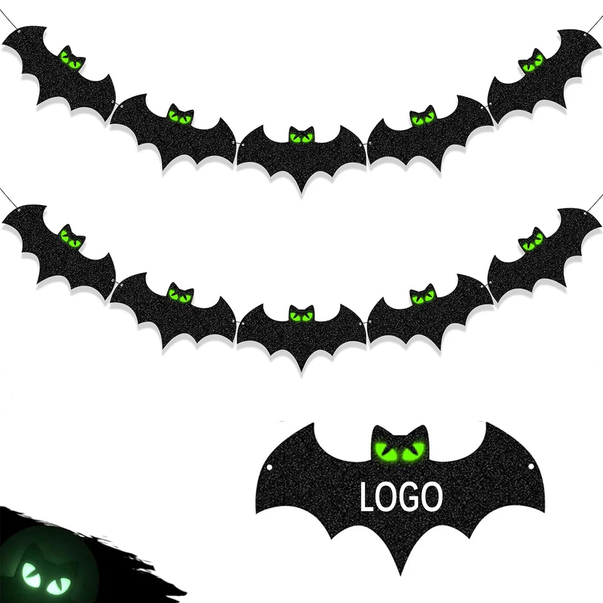 Halloween Decoration Glow In The Dark Bat Banner 1