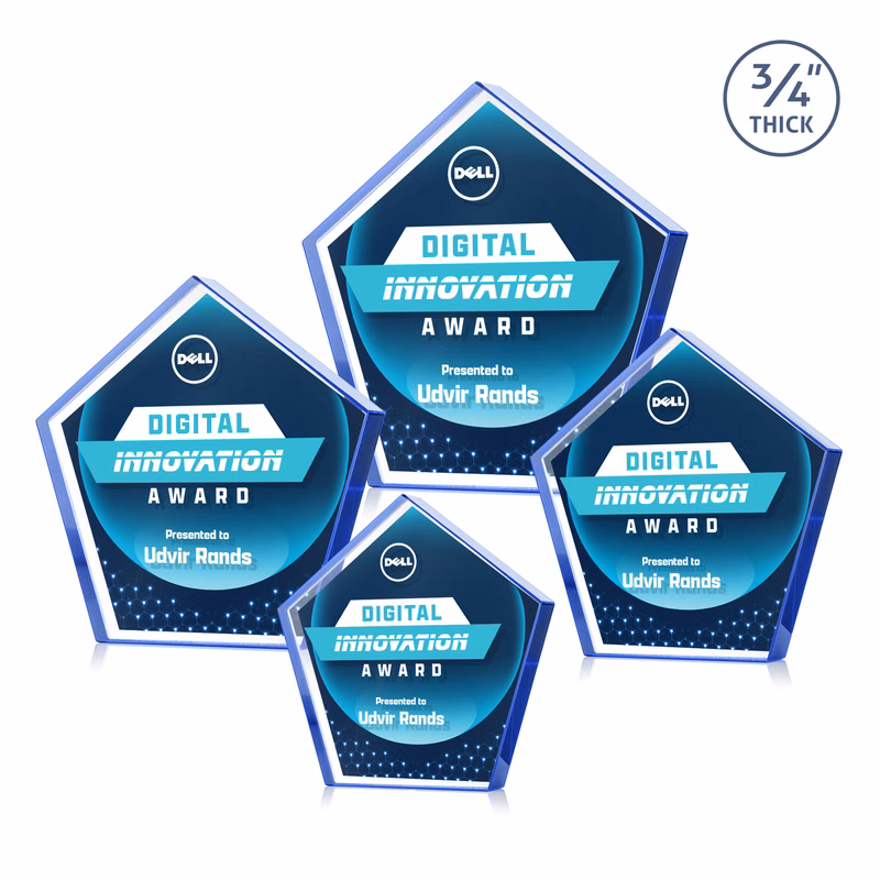 Belmar Pentagon VividPrint™ Double Sided Award - Blue