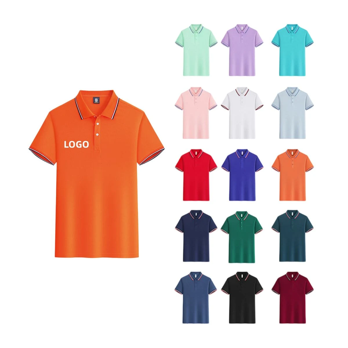 220g Combed Striped Cotton Polo Shirt 1