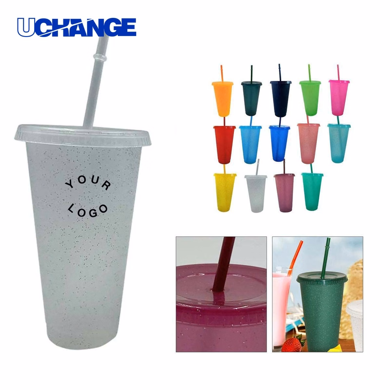 Reusable Glitter Straw Cup 24oz for Drinks