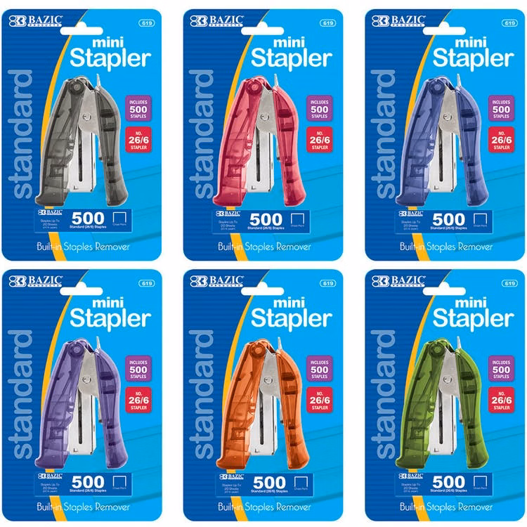 Mini Stand-Up Staplers - 500 Staples Standard (26/6)