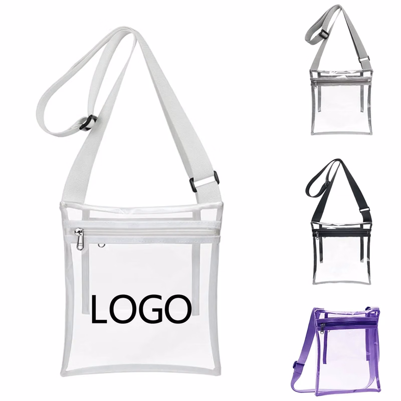 Clear PVC Stadium Approved Crossbody Bag With Strap