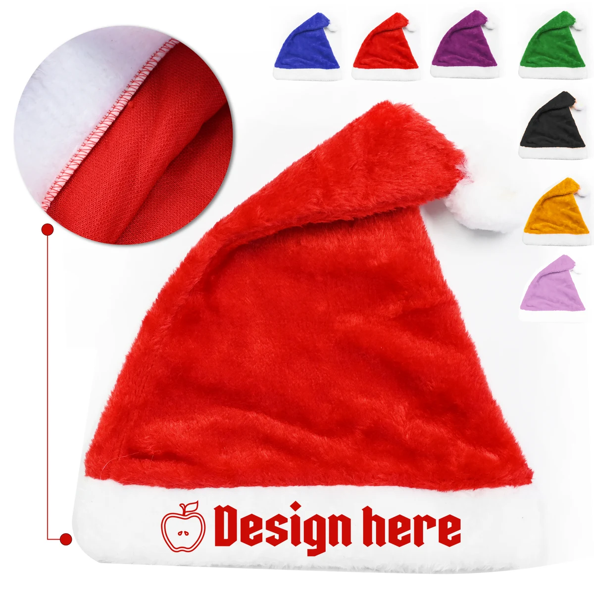 Christmas Santa Hats Short Plush Trim for Adults Kids 1