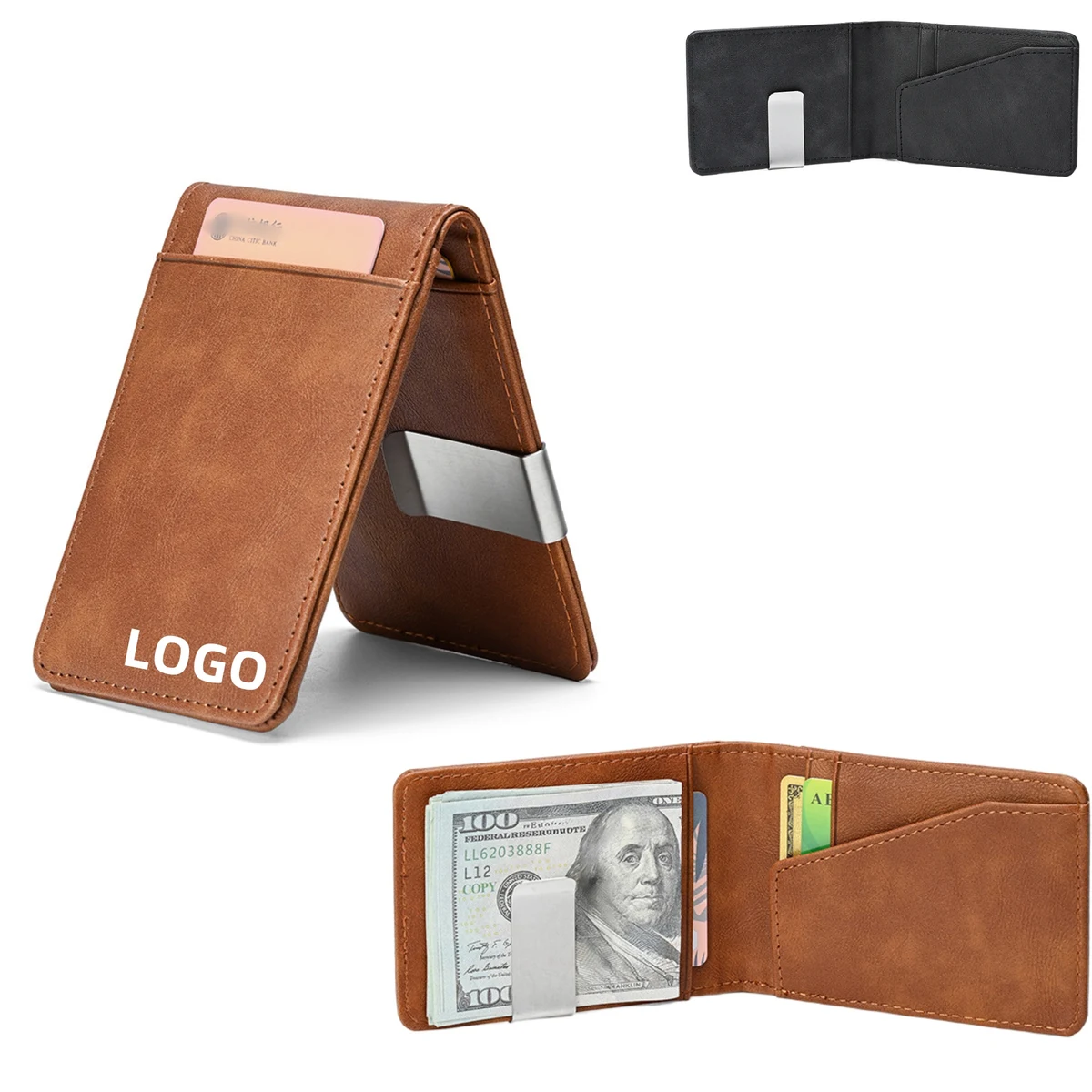 Men's Slim Bifold Wallet Card HolderWith Money Clip 1