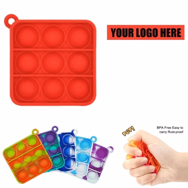Custom Silicone Bubble Pop Fidget Keychain — Portable Stress Relief Giveaway