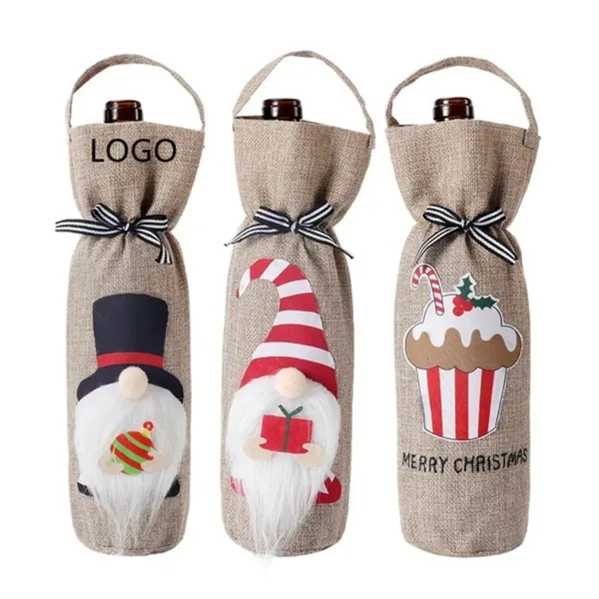 Christmas Wine Bottle Gift Bag with Handle 1