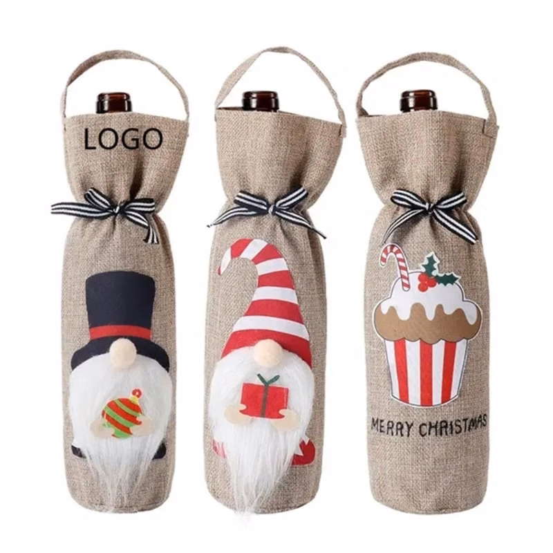 Christmas Wine Bottle Gift Bag with Handle