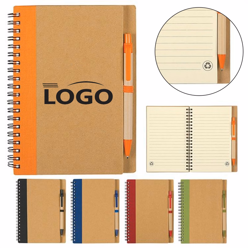 Kraft Cover Notebook with Pen for Office and Study