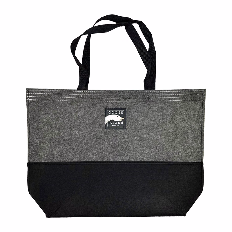 Large Felt Tote w/ Sewn Woven Patch - "Elite" Weave