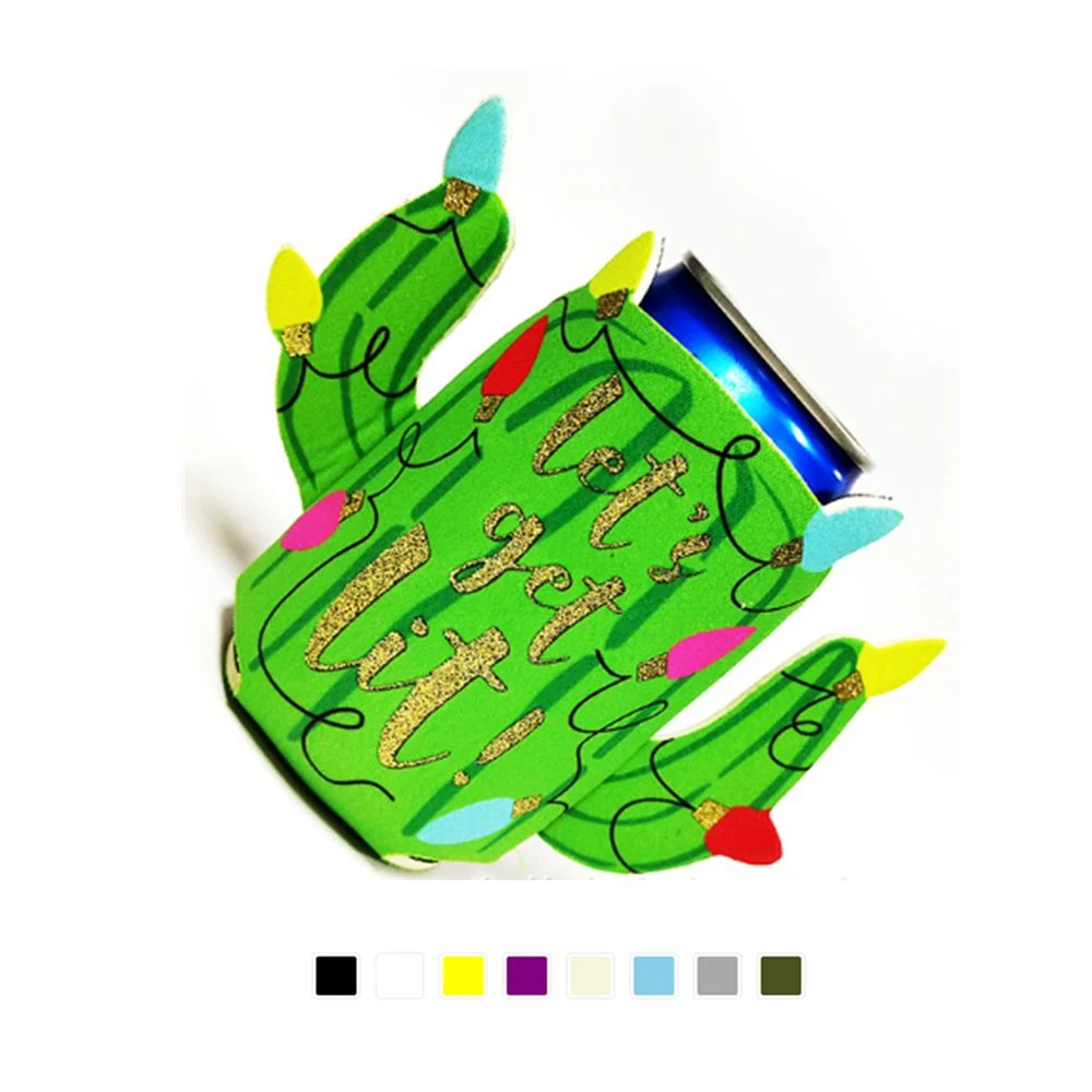 Neoprene Cactus Pattern Can Coolie, custom koozie with logo imprint 1